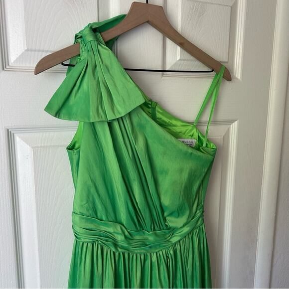 Mac Duggal Asymmetrical Bow One Sleeve Long Dress Green size 6 - Picture 10 of 14